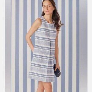 J.McLaughlin Tracy Cotton Blend Nautical Stripe Shift Dress | M